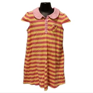 Hanna Andersson Pink and Yellow Striped Shirt Dress